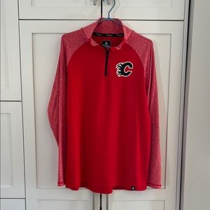 Fanatics Red Quarter-Zip Long Sleeve Shirt/Lightweight QZip - Calgary Flames